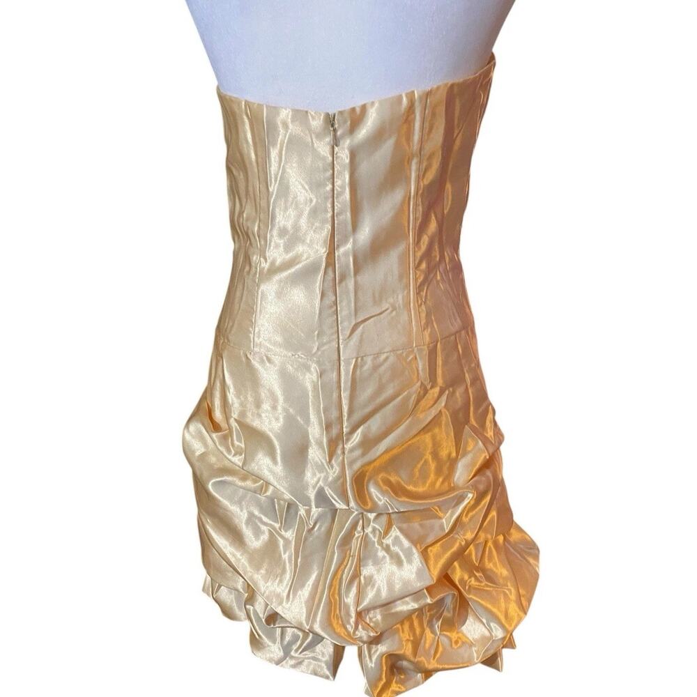 Vtg Jessica McClintock Gunne Sax Yellow satin mini bubble dress 80s Women 7 6 - Picture 5 of 14